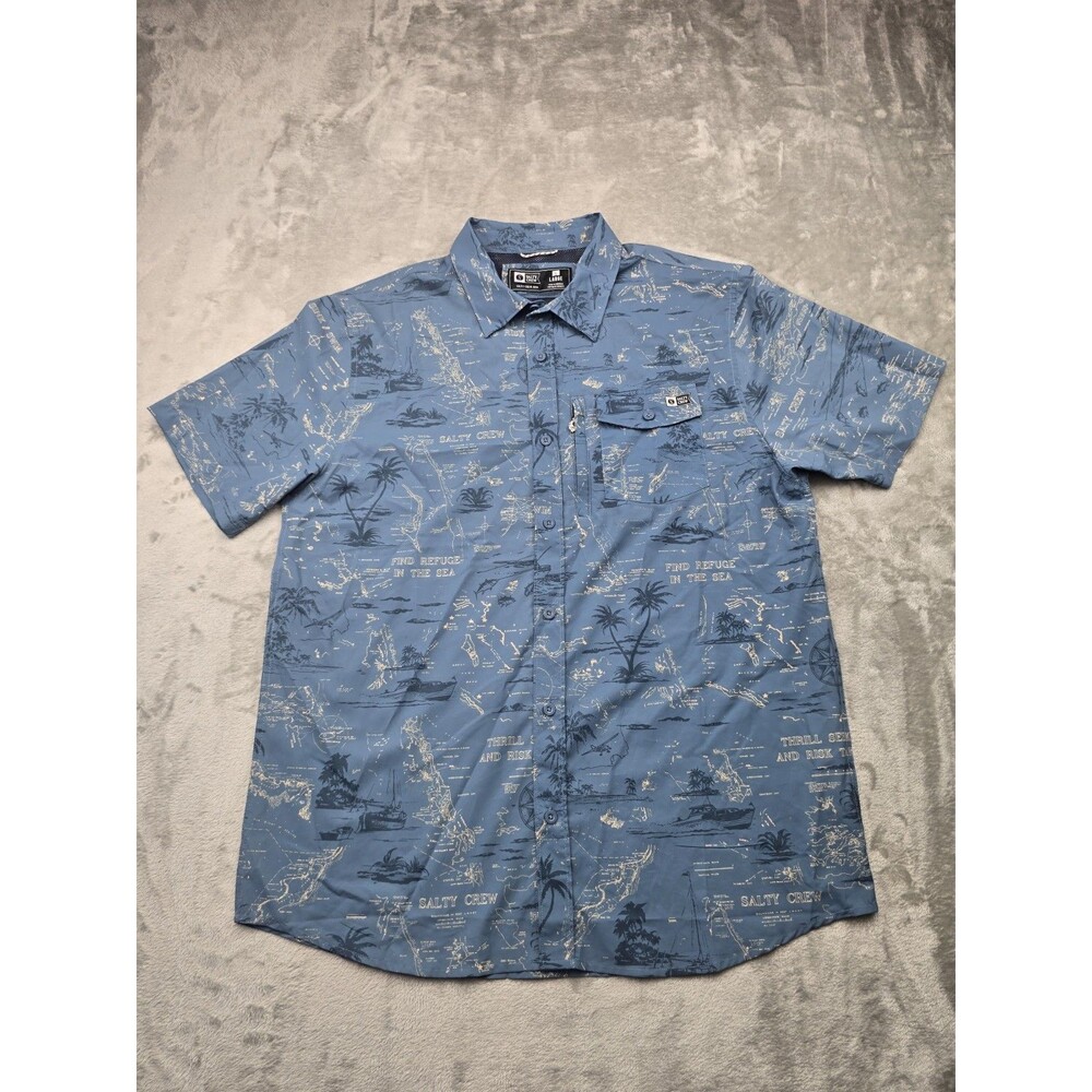 Salty Crew Men's Size XL Seafarer Tech Woven Nautical S/S Vented Fishing Shirt